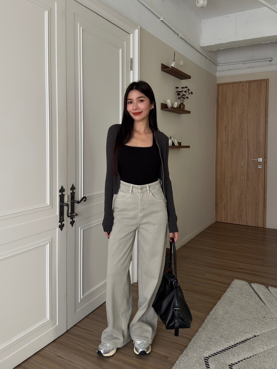 超修身內刷毛牛仔寬褲