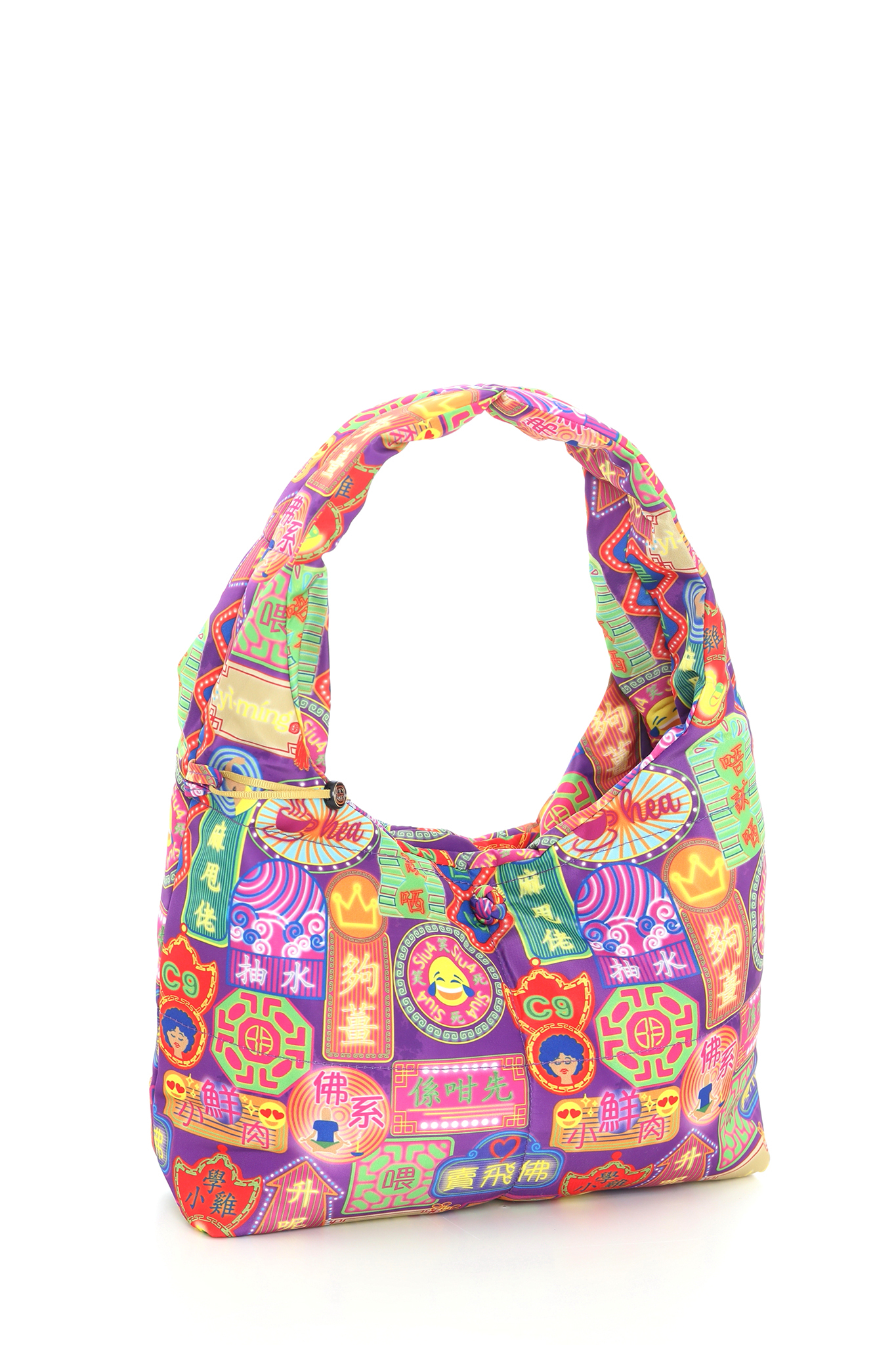 YI-MING porter 潮語印花夾棉手提包 (紫色)