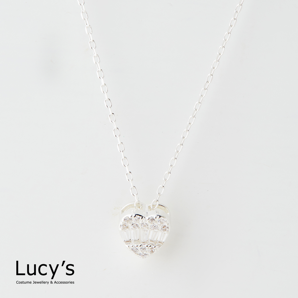 925純銀 閃爍心型 項鍊 (123932)