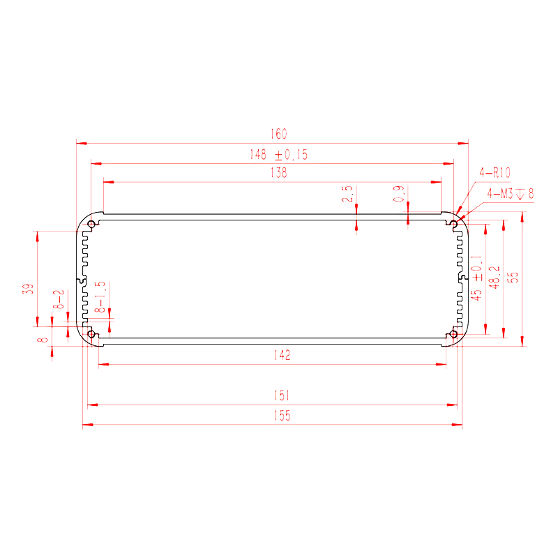 鋁合金控制器外殼 K21D,尺寸規格