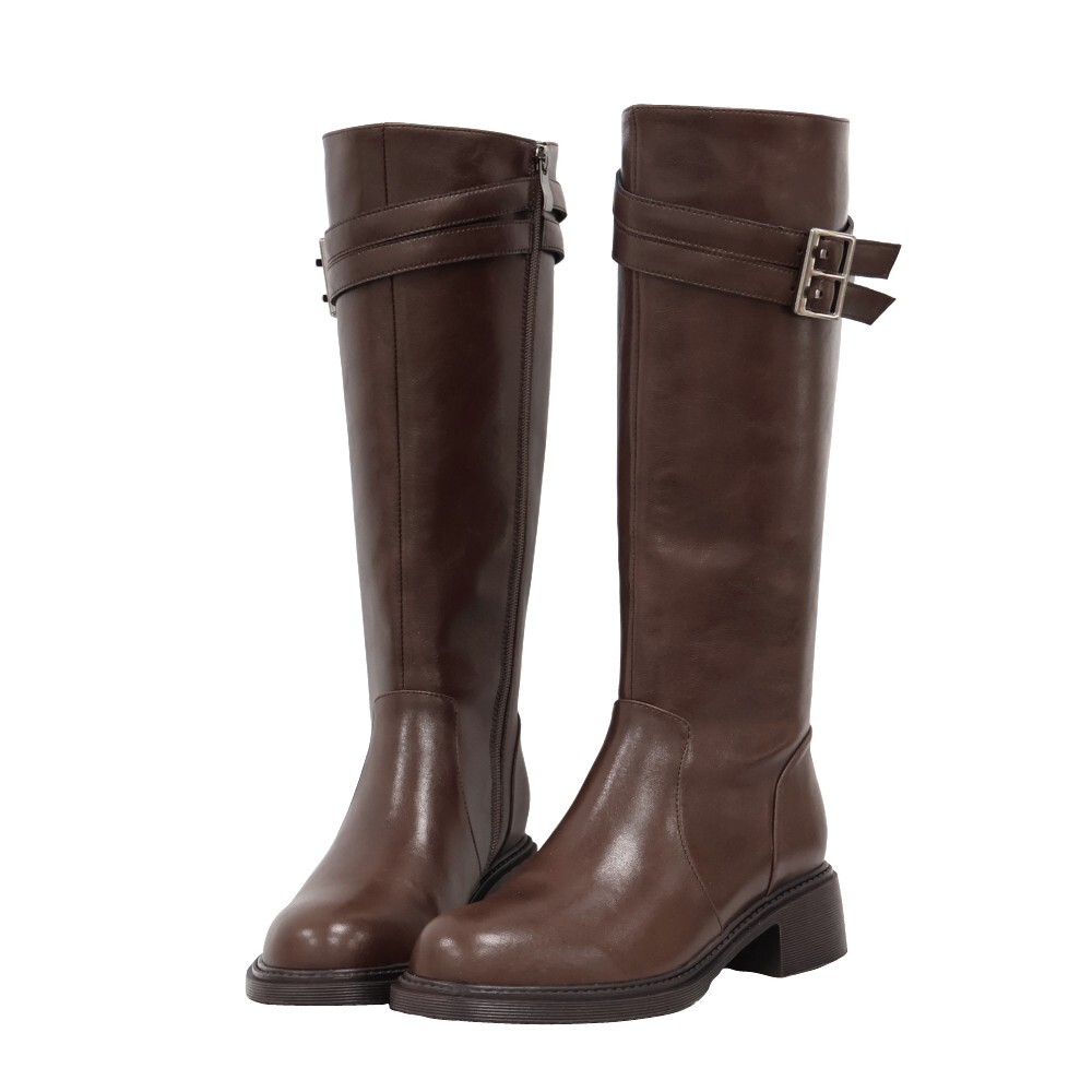 (現+預) 經典雙扣顯瘦長靴 -2色