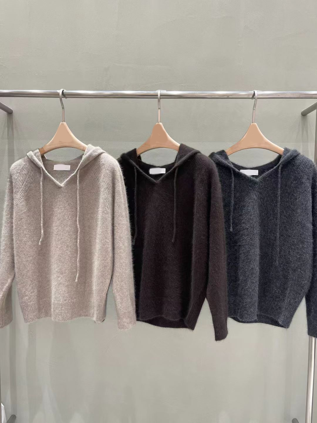 浣熊毛連帽造型針織毛衣+長褲SET / 3色