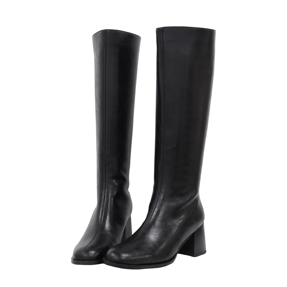 (現+預) 經典素面粗跟長靴 -2色