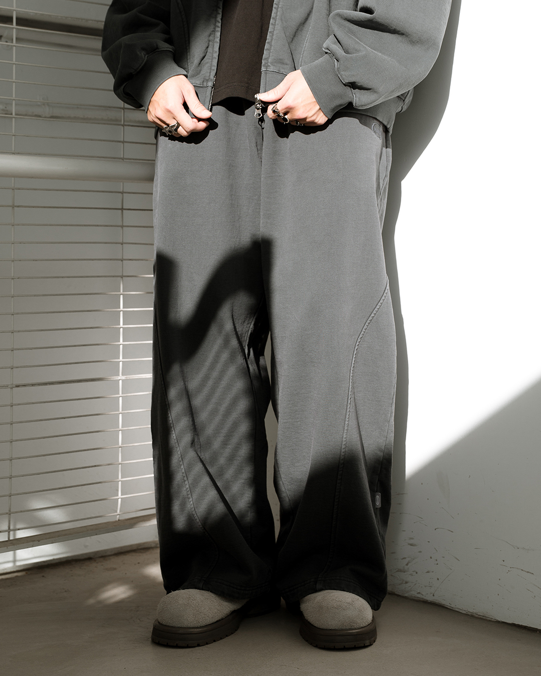 MANIA 棉質套裝棉長褲 純棉 黑/灰藍 25 A/W Hooded Washed Sweatpants