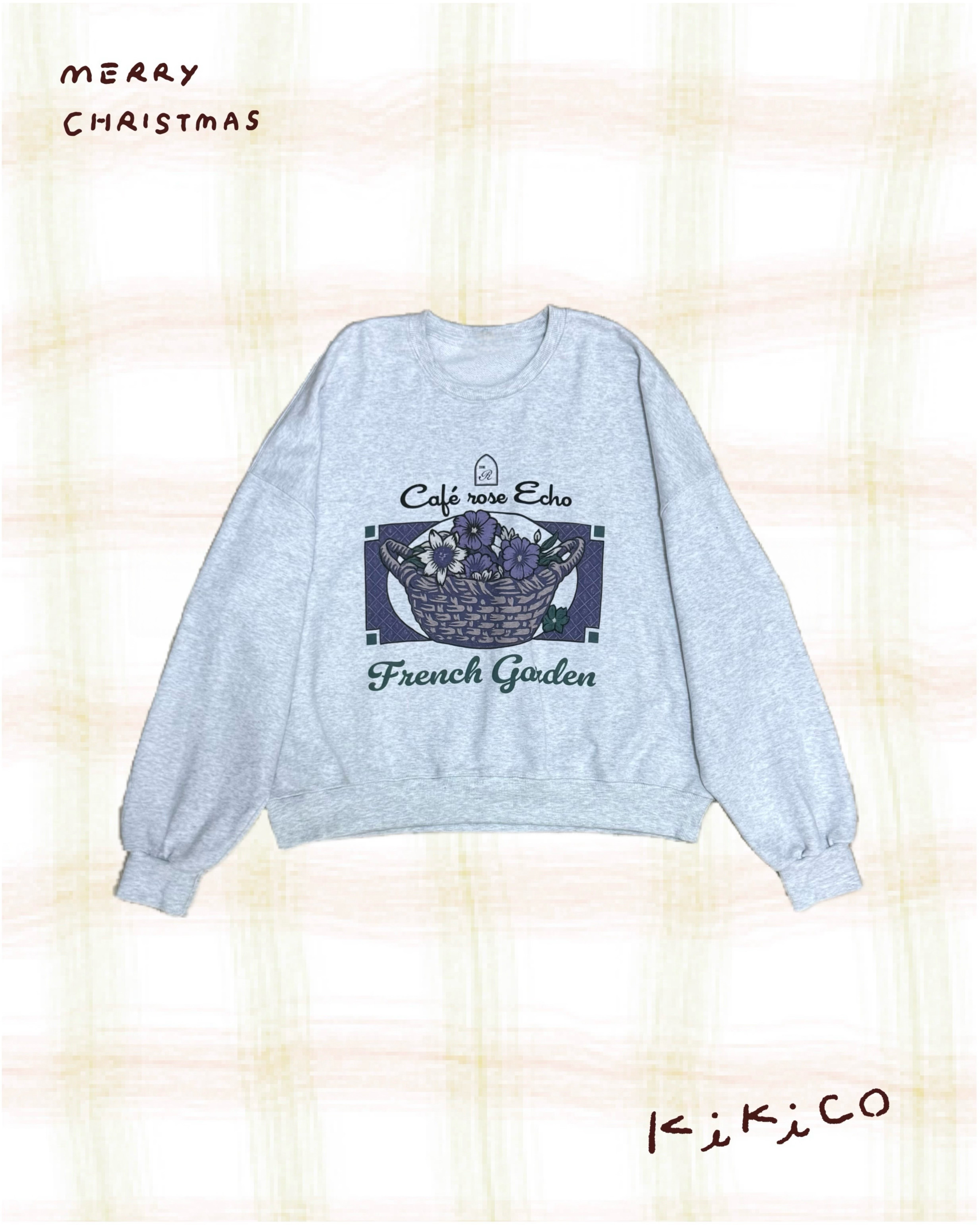 French Garden 紫色花籃圖案衞衣