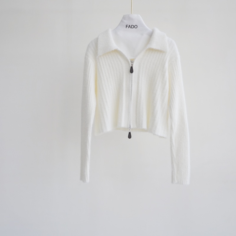 法朵Fado Shop｜坑條襯領雙拉鍊水貂毛衫/外套兩穿 0914012 六色