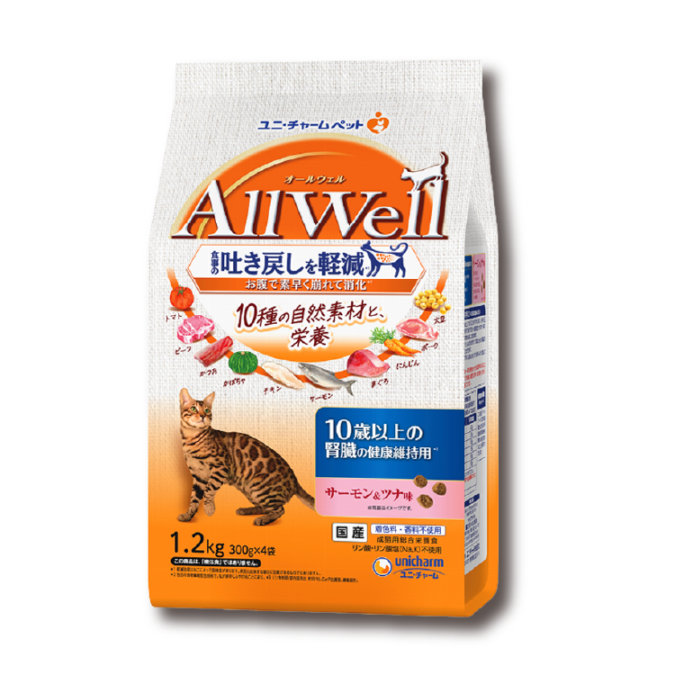 AllWell |10種天然成分腎臟維護三文吞拿魚味 10歲及以上老貓糧1.2kg (UIC-6606)