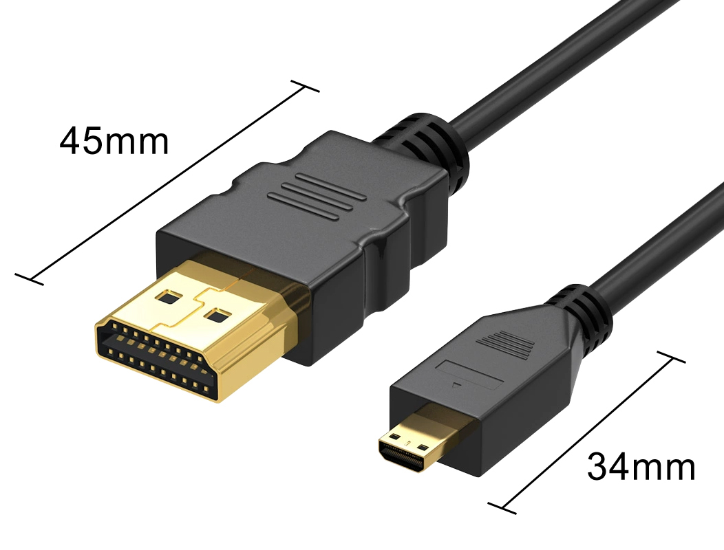Micro HDMI 轉 HDMI 傳輸線 4K/60Hz,尺寸規格