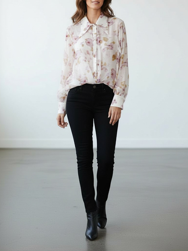 LIVIANA CONTI 印花雪紡襯衫(淺粉)