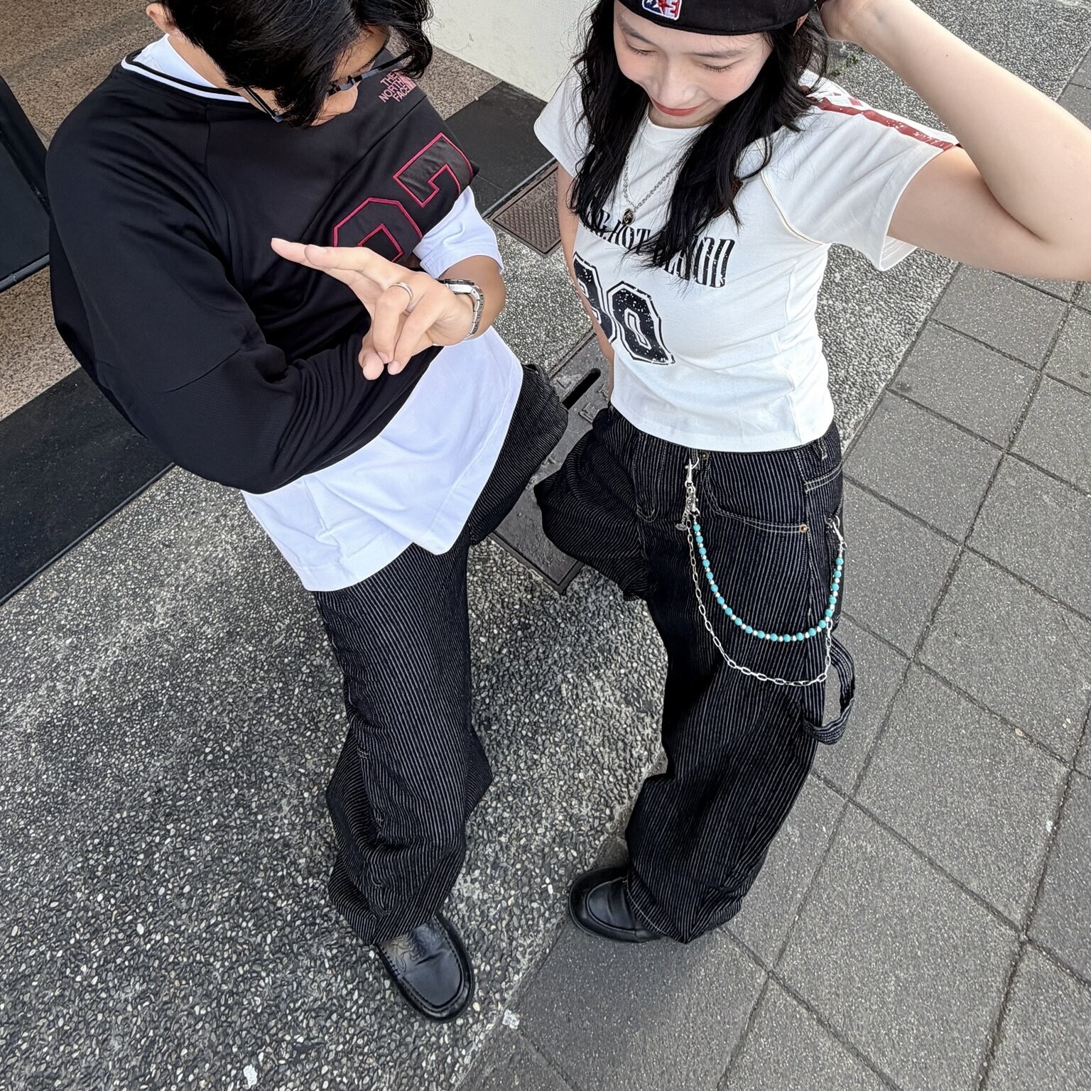 NJ302「FOR GIRLS」直條紋牛仔褲（男女可穿）