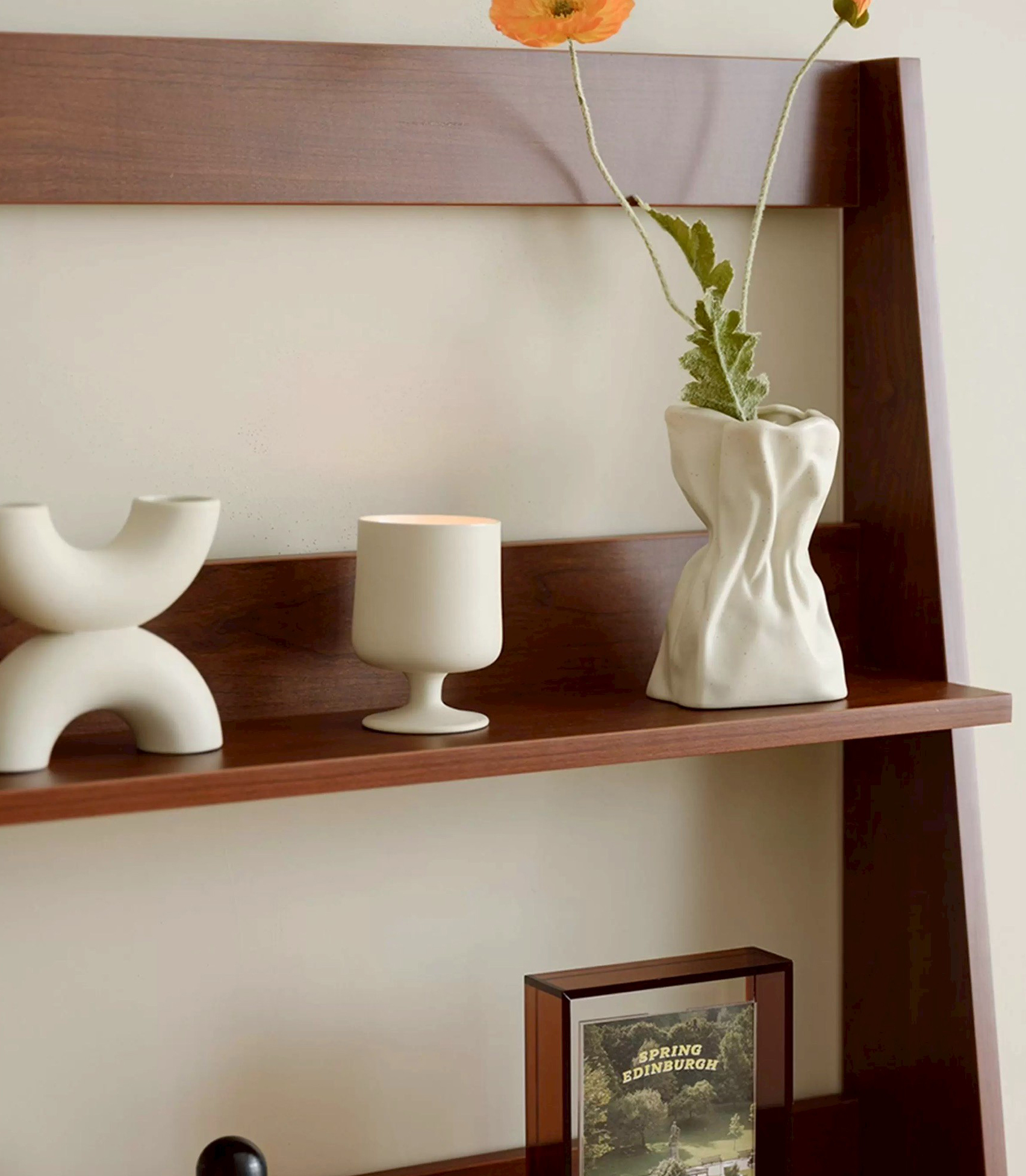 奶油白手抓感紙袋造型陶瓷花瓶擺件