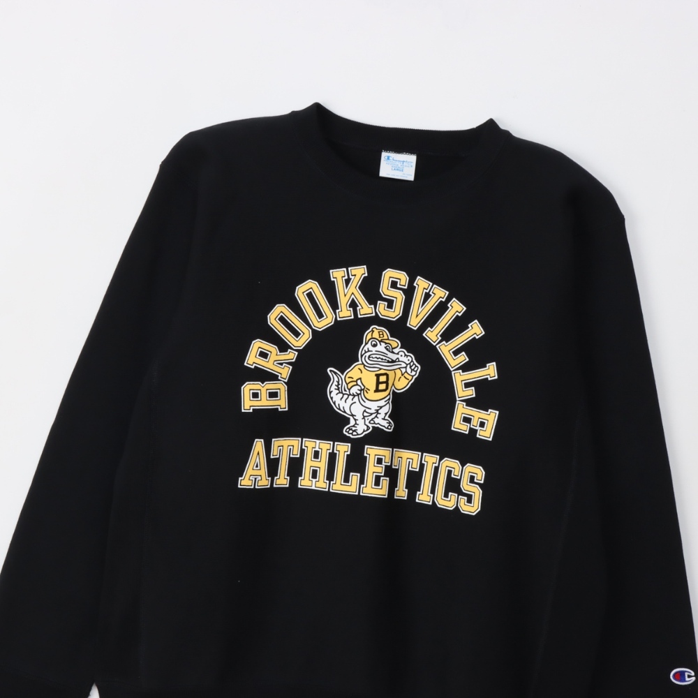 男款- REVERSE WEAVE寬版鱷魚印花長袖大學T -黑色（C3-C027-090）