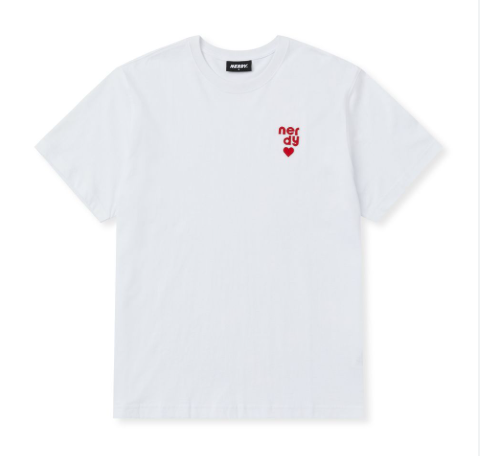 [K] NERDY HEART LOGO S/S T-SHIRT_WHITE, PNEU25ST0300 (KN86)