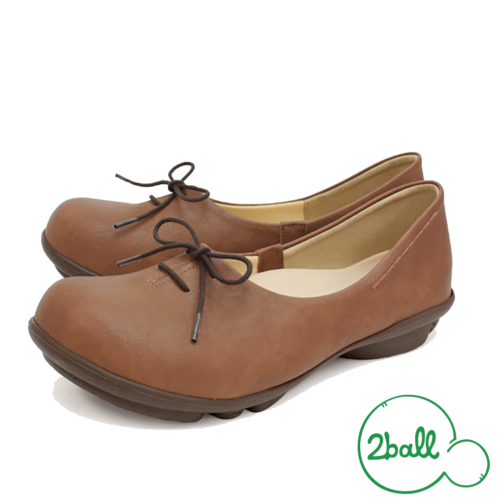大阪樂步健康鞋 2ball 通勤機能平底綁帶娃娃鞋TB105(BRN-棕色)