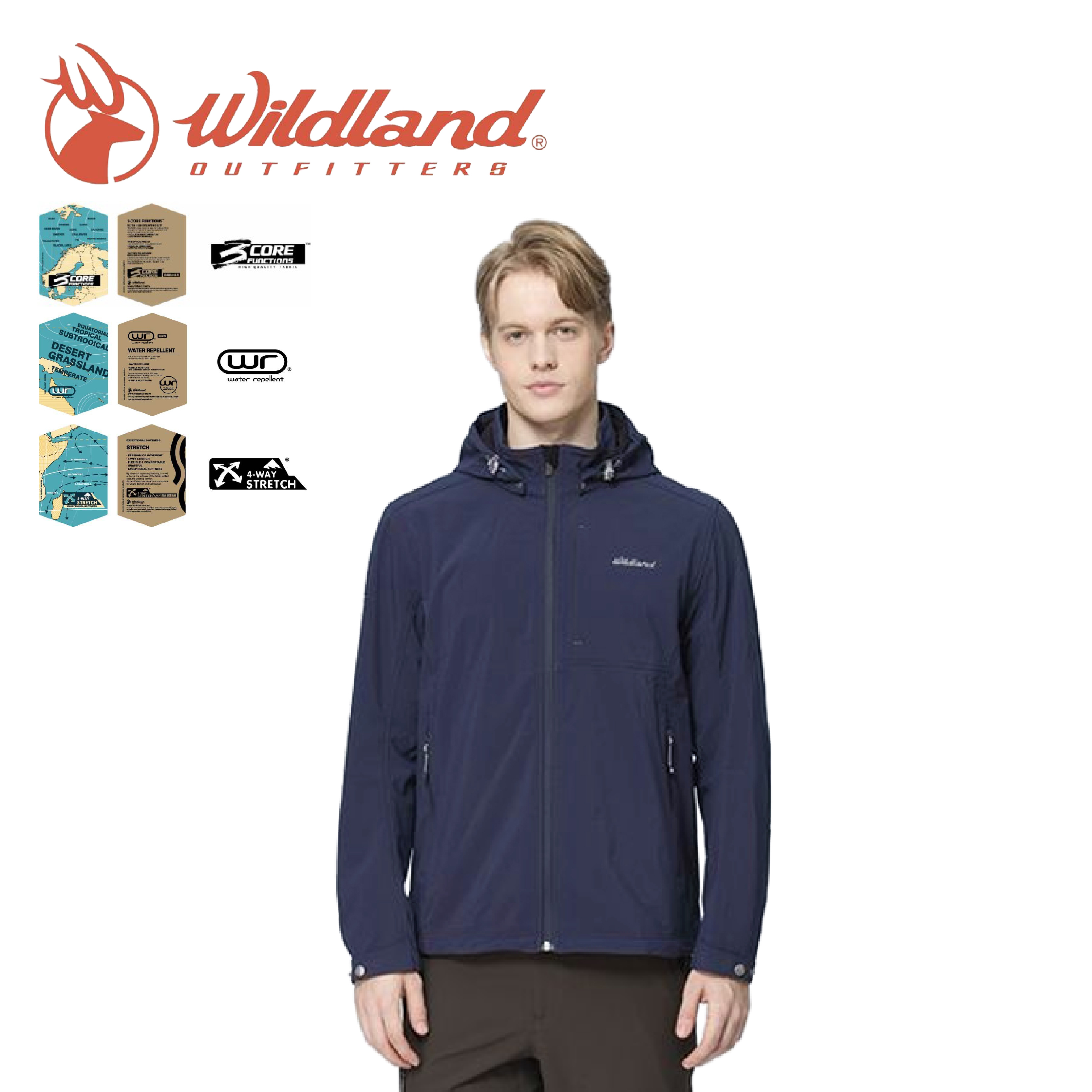 Wildland 荒野 彈性超輕三層山旅機能外套 男款 (藍) 04WW2906