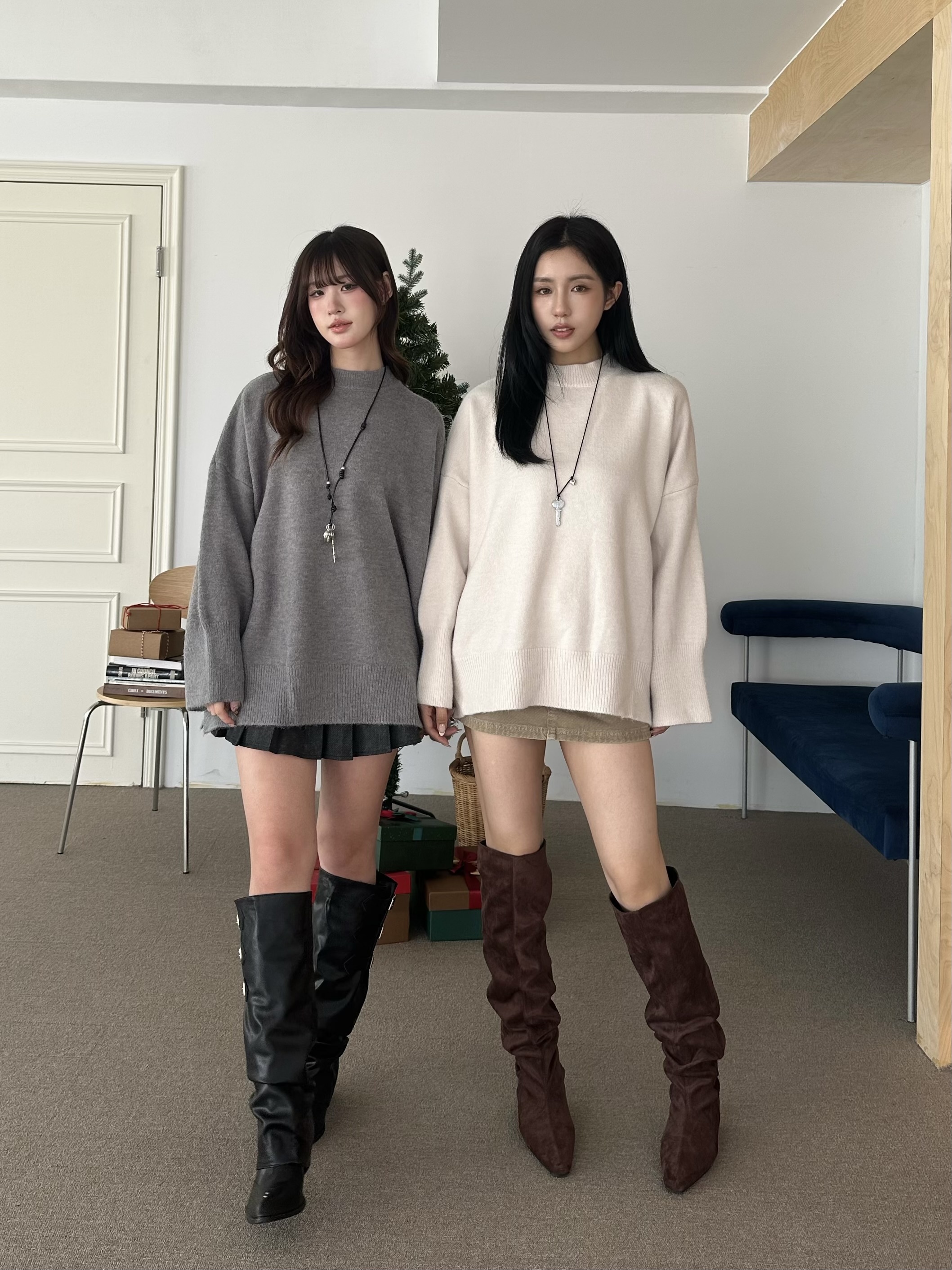 素色寬鬆慵懶大毛衣