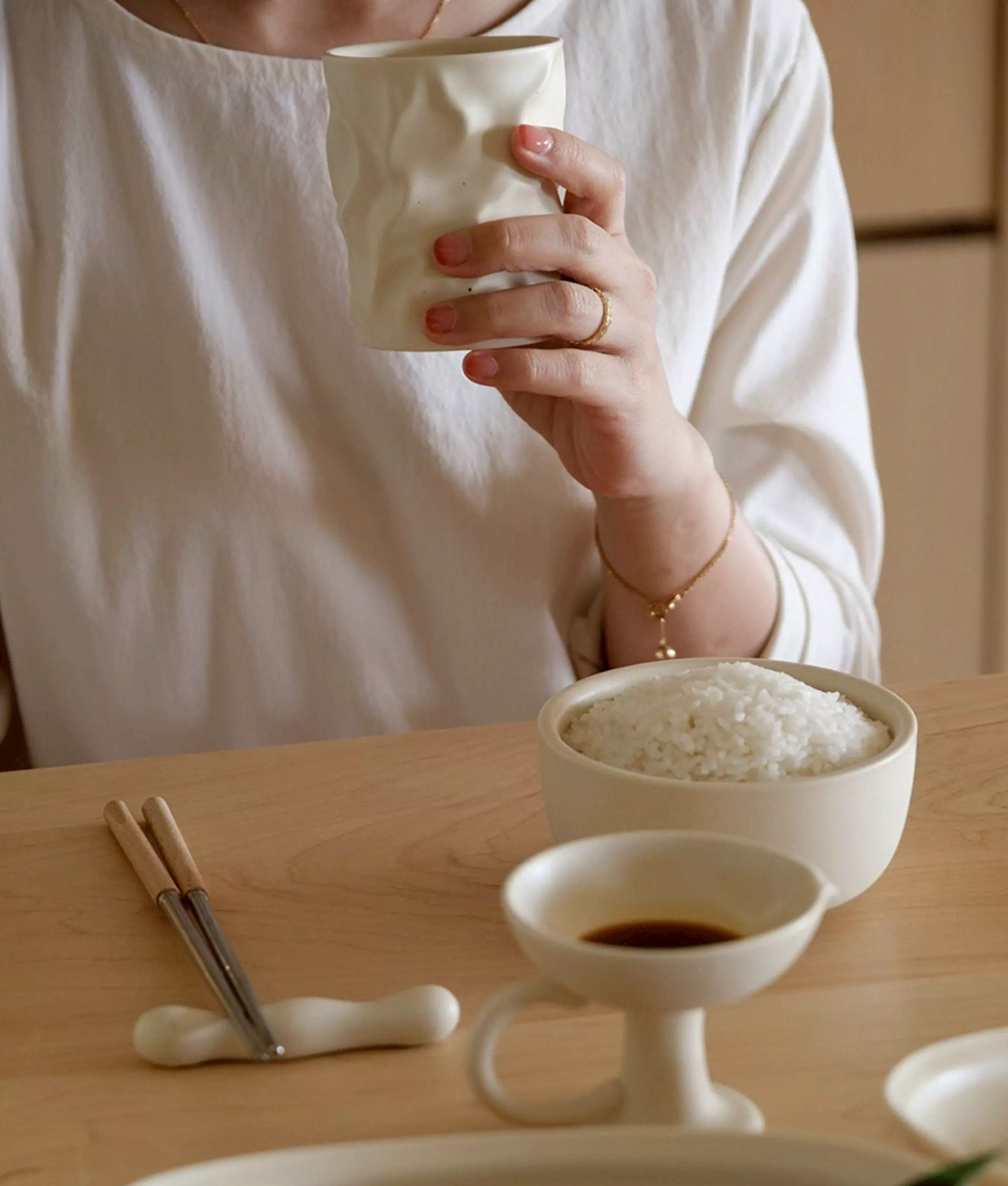 紙袋褶皺造型陶瓷水杯 / 2色