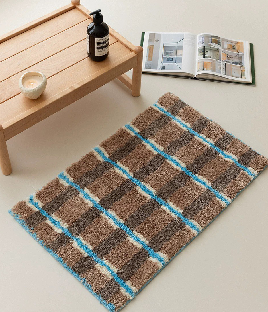 Seasalt摩卡棕格紋地毯地墊