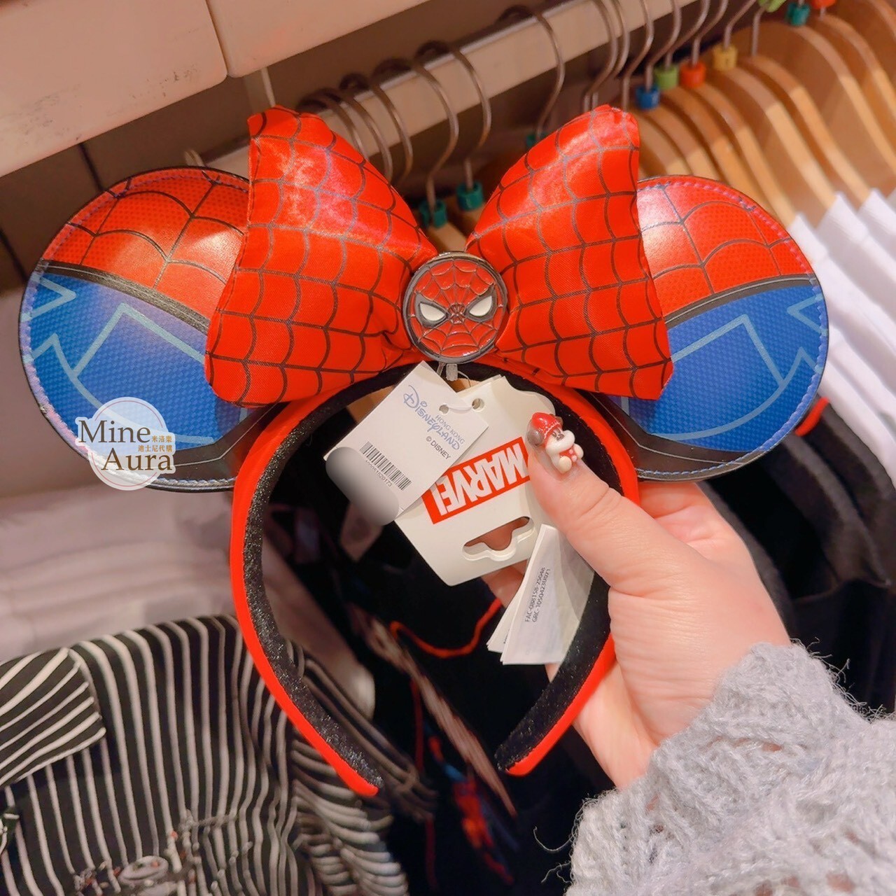蜘蛛人 Spider-Man 蜘蛛網圖案 蝴蝶結 立體耳朵 造型 髮圈 髮箍 漫威 Marvel -香港迪士尼樂園