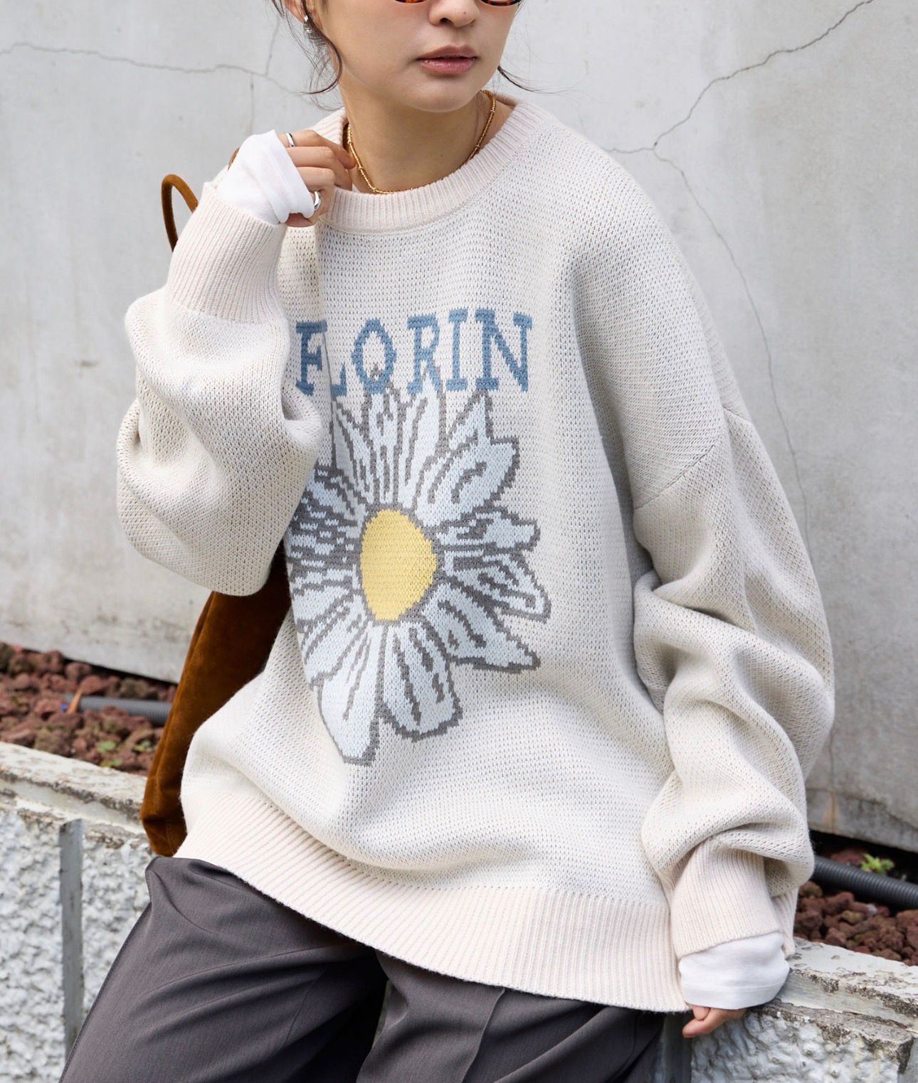 【預購】MONO - MART JN120599 花花圖案針織上衣