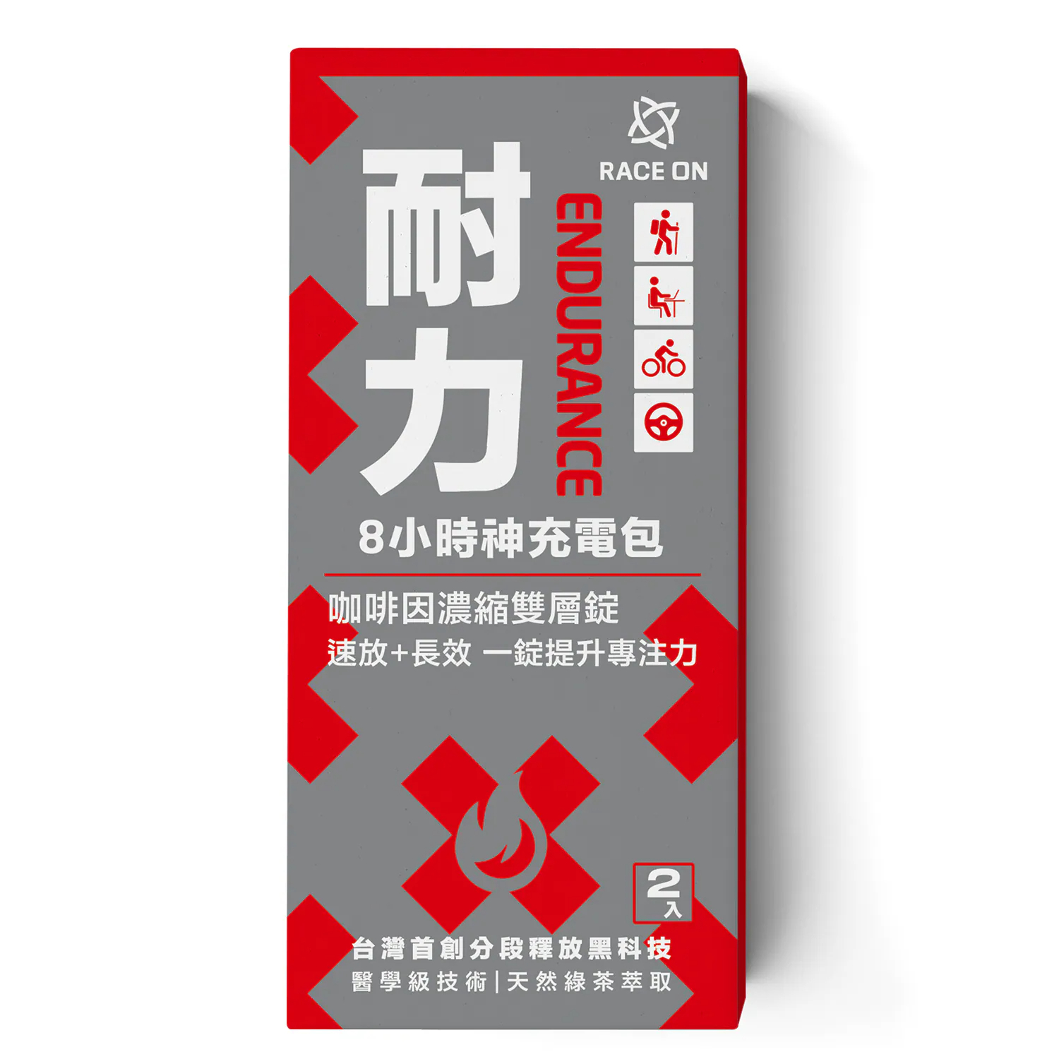 Race On 銳速  雙速咖啡因雙層錠 隨手包 (2錠/盒)