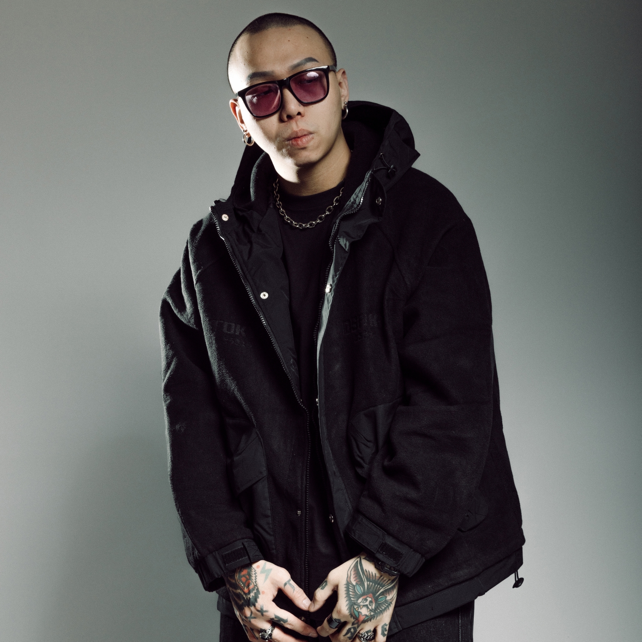 XCTRL 龍虎羊羔毛補丁拼接外套-黑