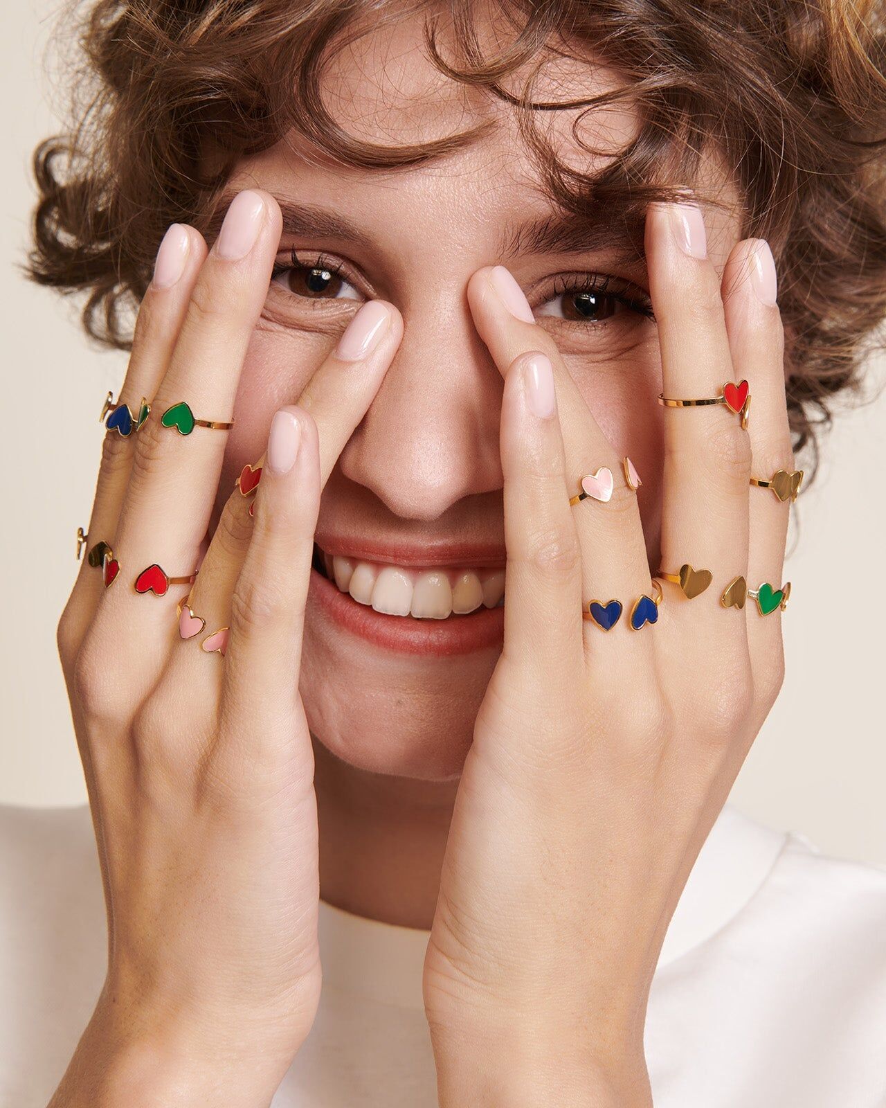 The Billie ring with 2 red hearts - gilded with 24-carat fine gold | émoi émoi