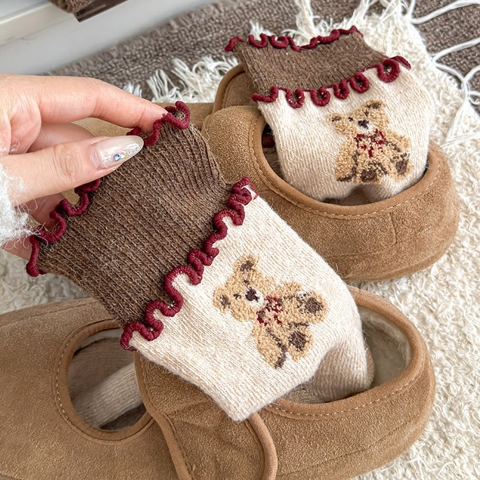 《12050》秋冬厚款熊熊系列短襪