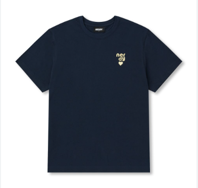 [K] NERDY HEART LOGO S/S T-SHIRT_NAVY, PNEU25ST0316 (KN88)