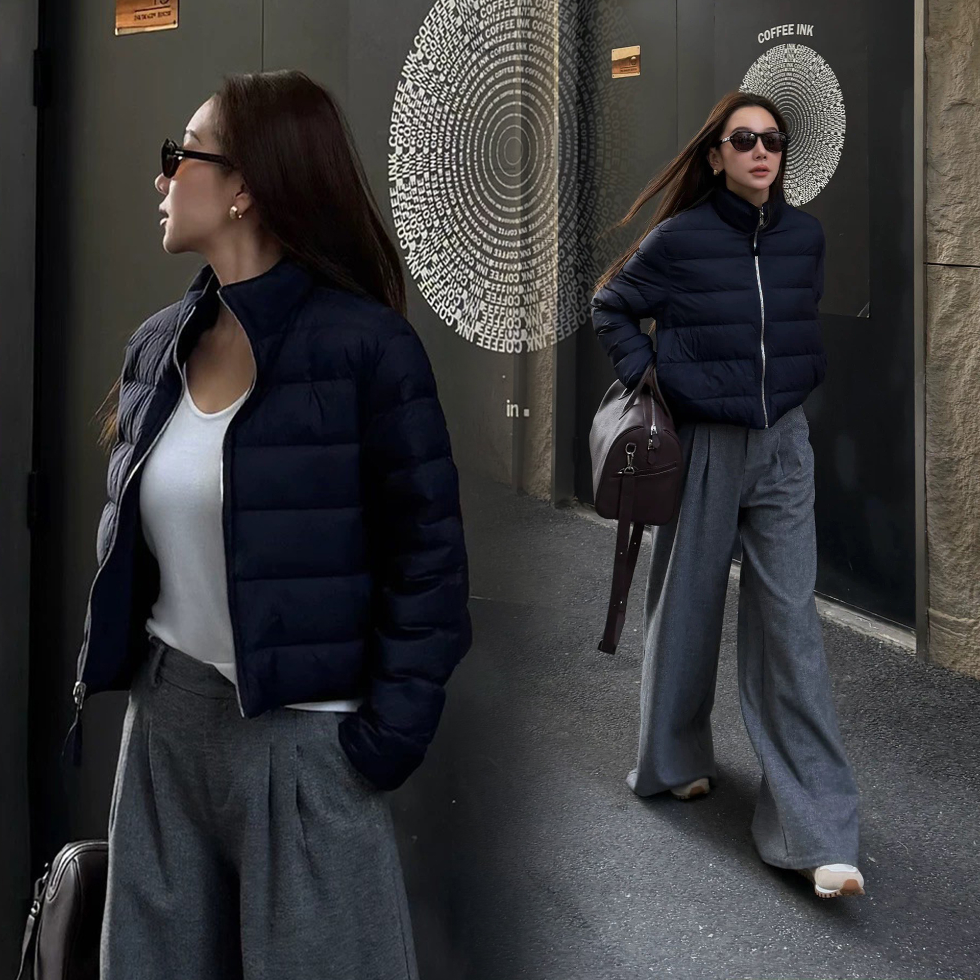 歐美簡約感拉鍊立領澎澎短版羽絨外套-S-M (Elegant & Love)