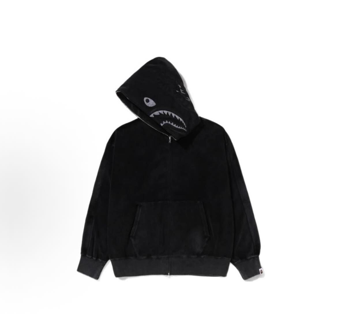 BAPE SNOW WASH SHARK RELAXED FIT FULL ZIP HOODIE 天鵝絨材質 鯊魚外套 1L80-115-004