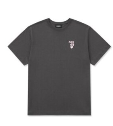 [K] NERDY HEART LOGO S/S T-SHIRT_CHARCOAL, PNEU25ST0320 (KN90)
