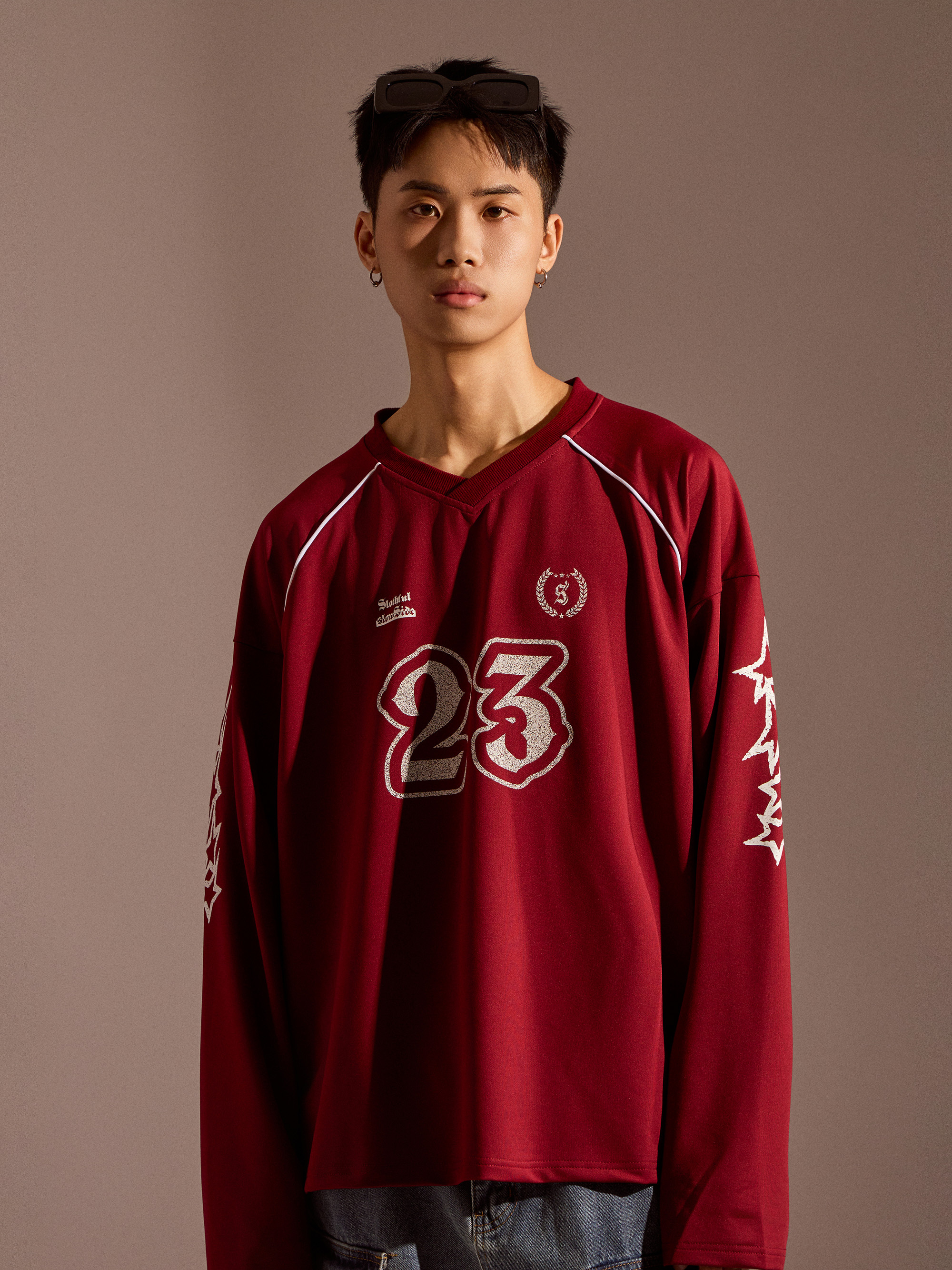 街頭數字印花長袖上衣