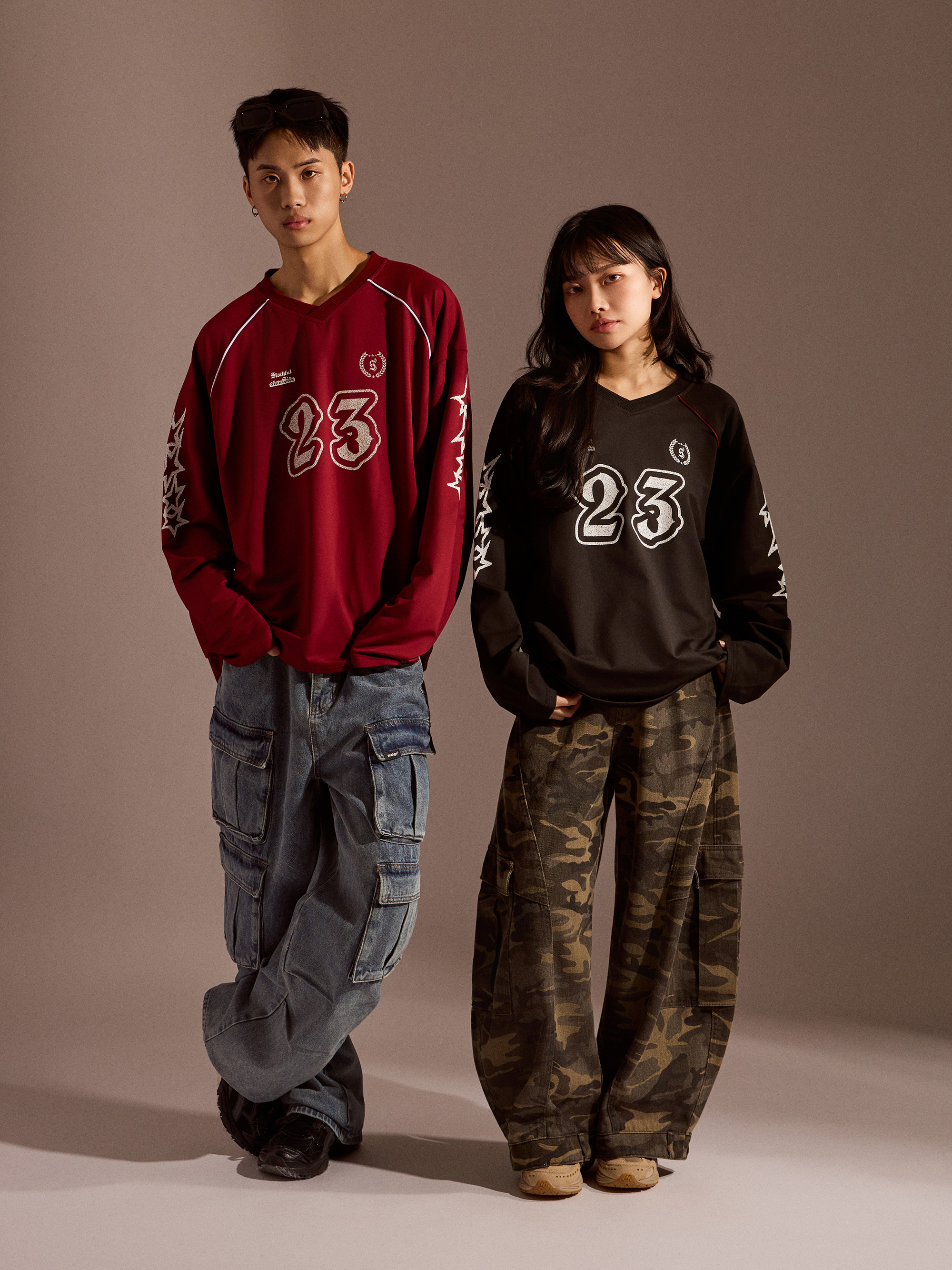 街頭數字印花長袖上衣