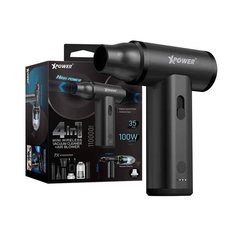 XPower STORM 4合1無線迷你充電吹風機 +吸塵機+電泵+抽真  J01PRO-V-BK