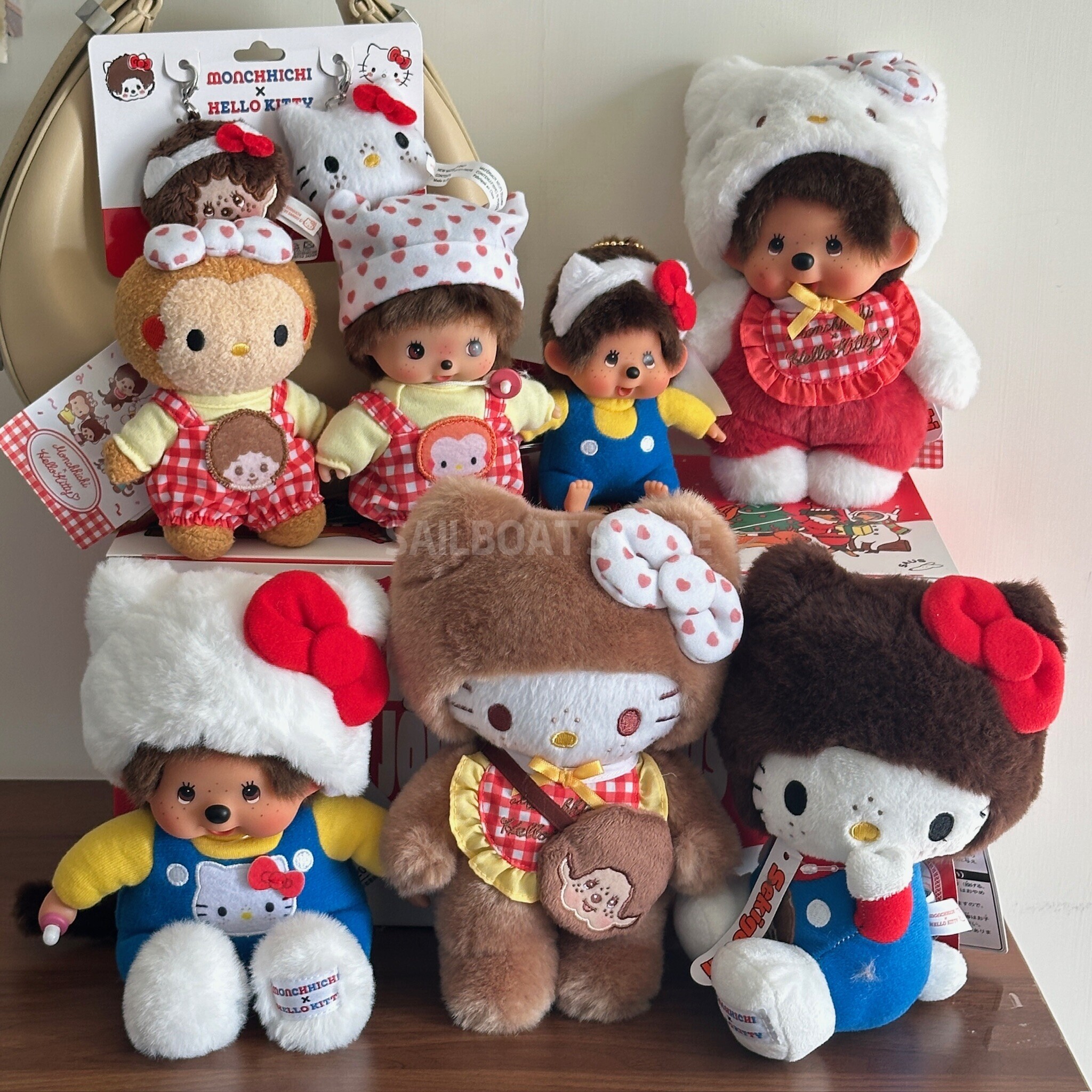 Monchhichi 蒙奇奇 三麗鷗 凱蒂貓聯名 kitty 吊飾 娃娃