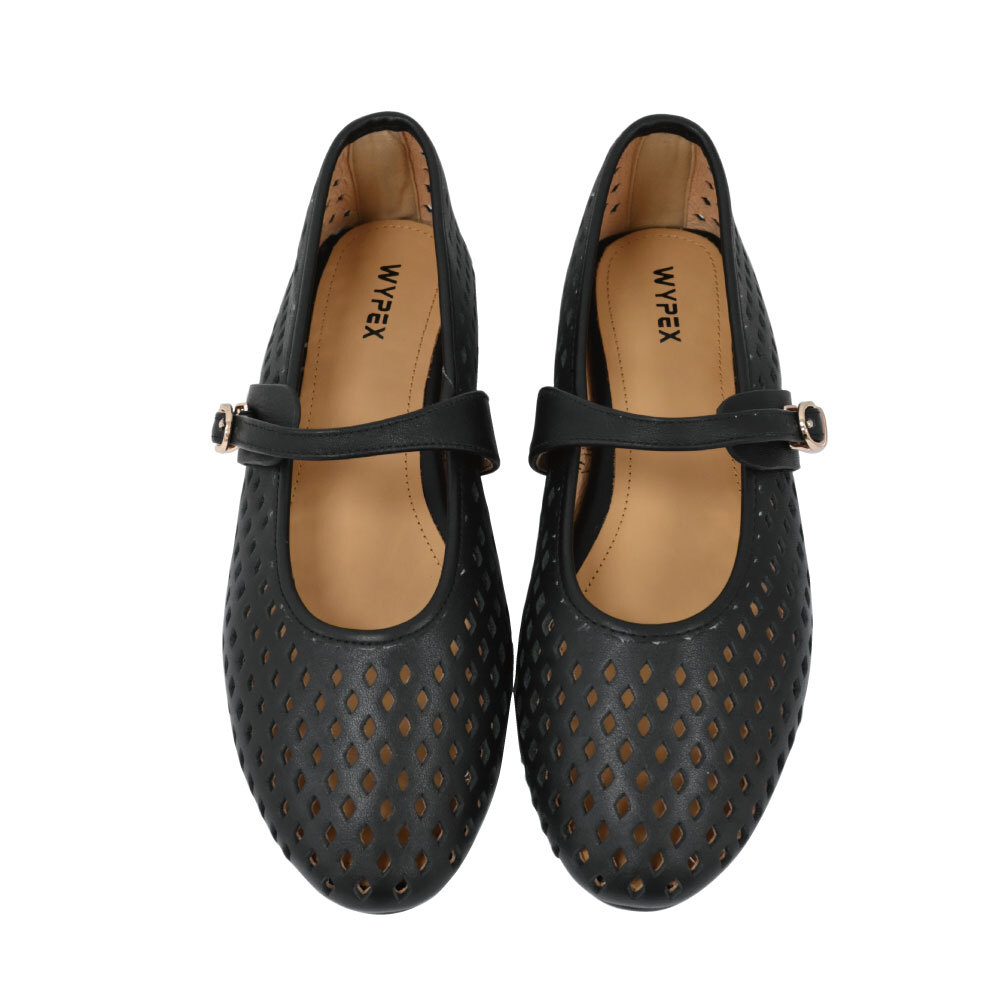 現貨 黑37 39  法式簍空平底瑪莉珍鞋 -2色