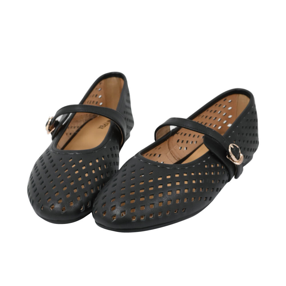 現貨 黑37 39  法式簍空平底瑪莉珍鞋 -2色