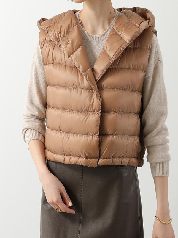 LIVIANA CONTI 連帽羽絨短背心(駝)