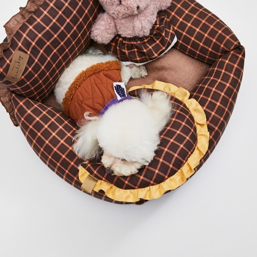 Louisdog 布朗尼格紋月亮枕