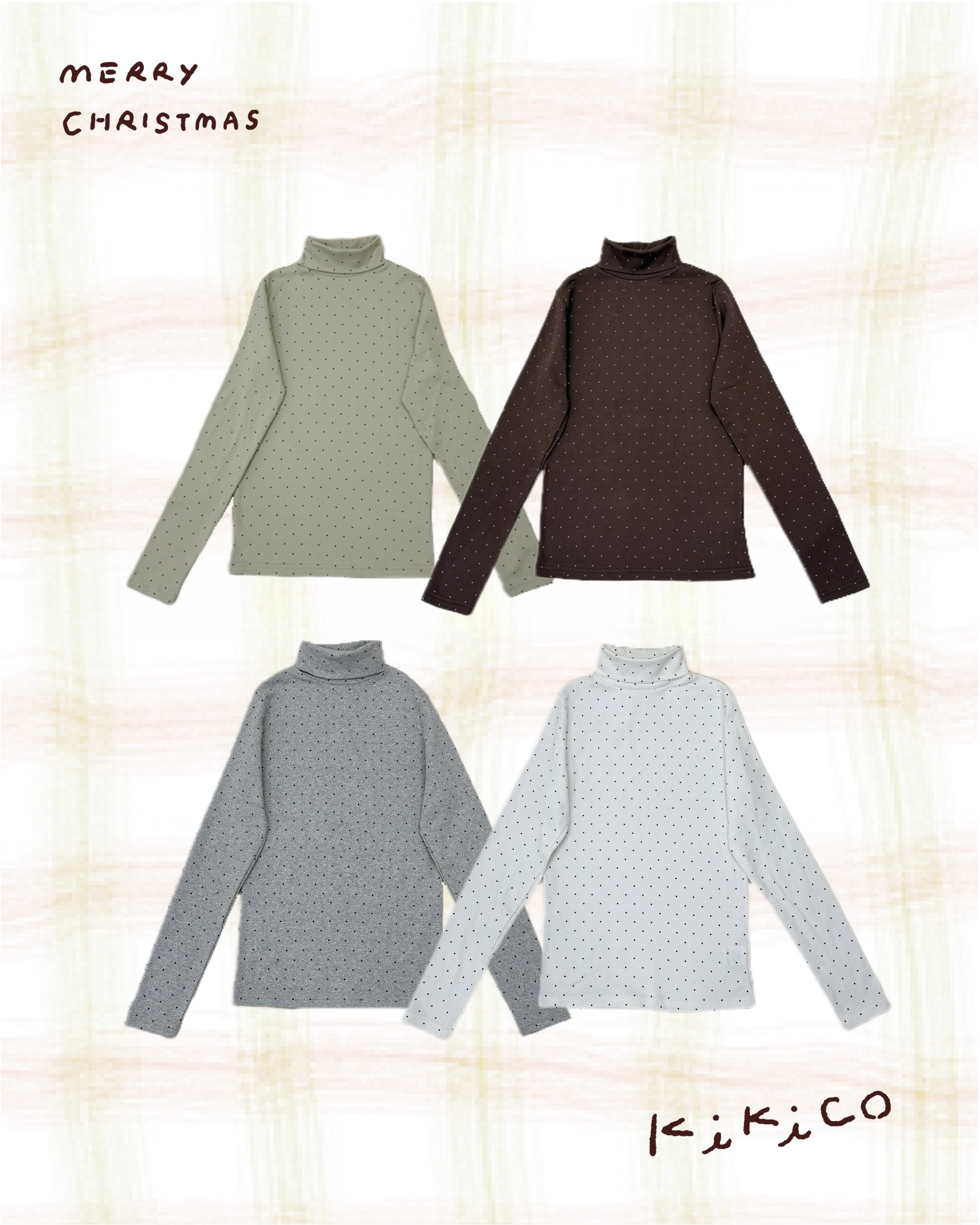 樽領波點彈性長袖打底