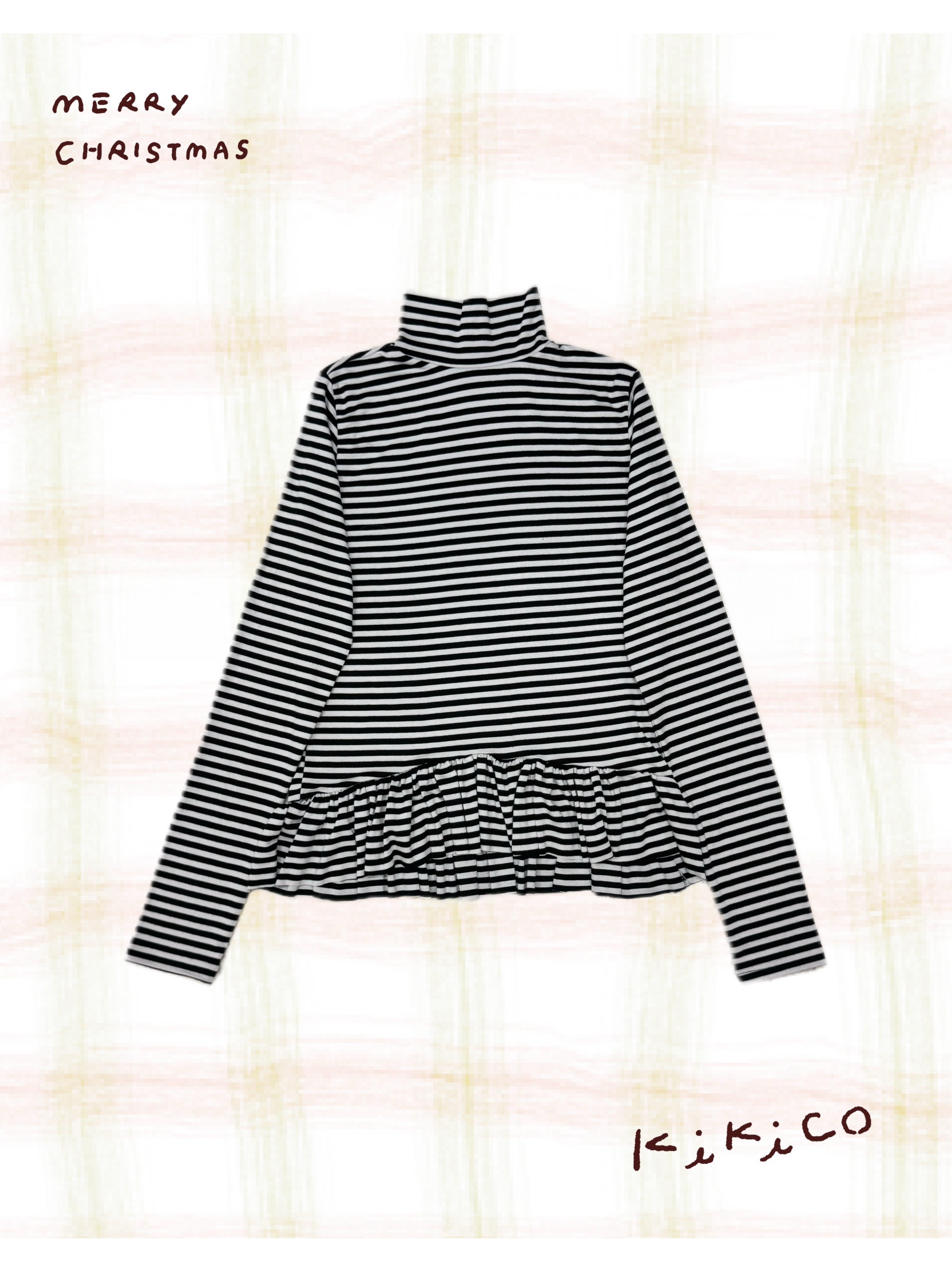 樽領橫間ruffle底長袖Tee