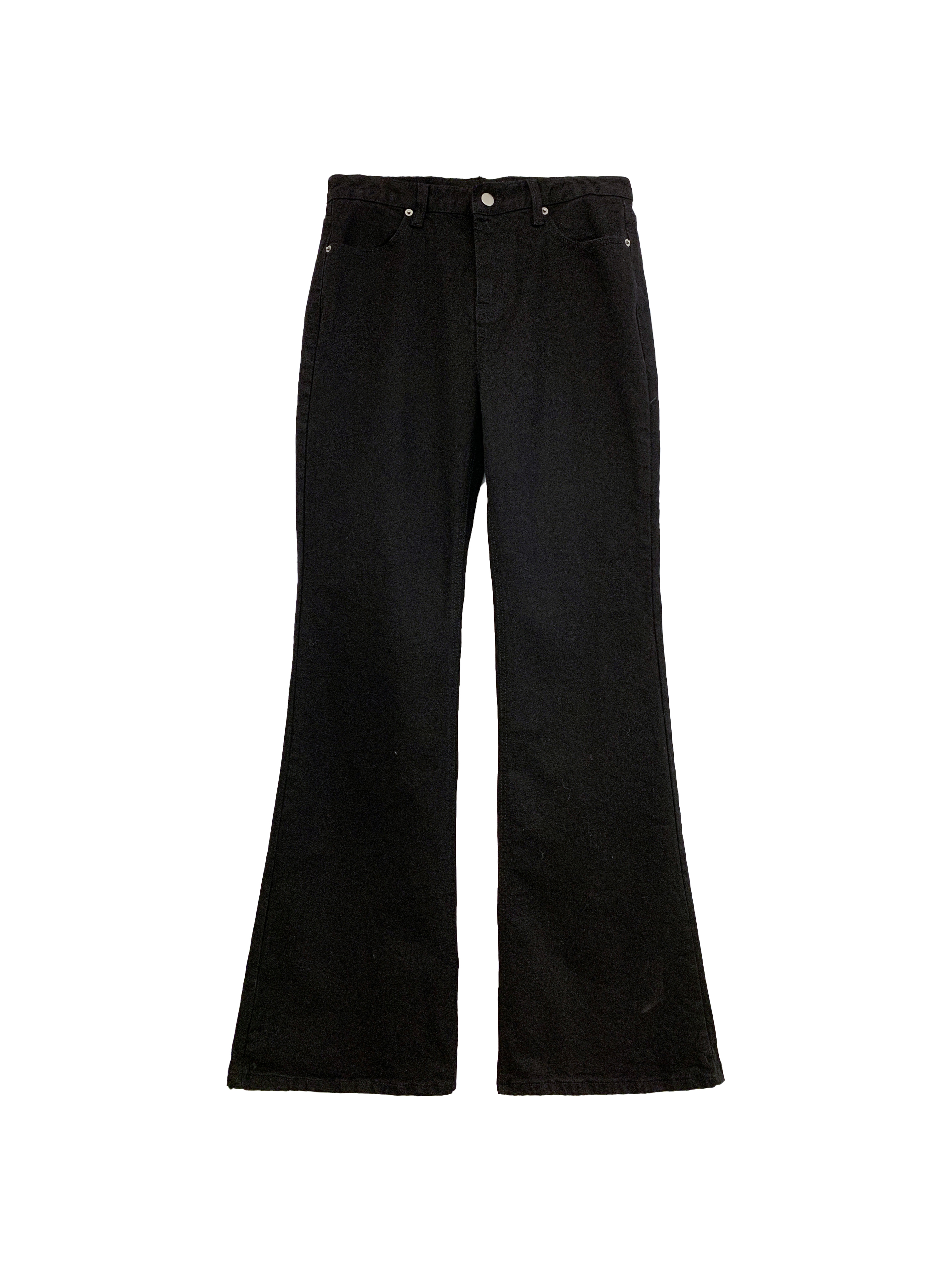 微磨毛黑牛仔褲