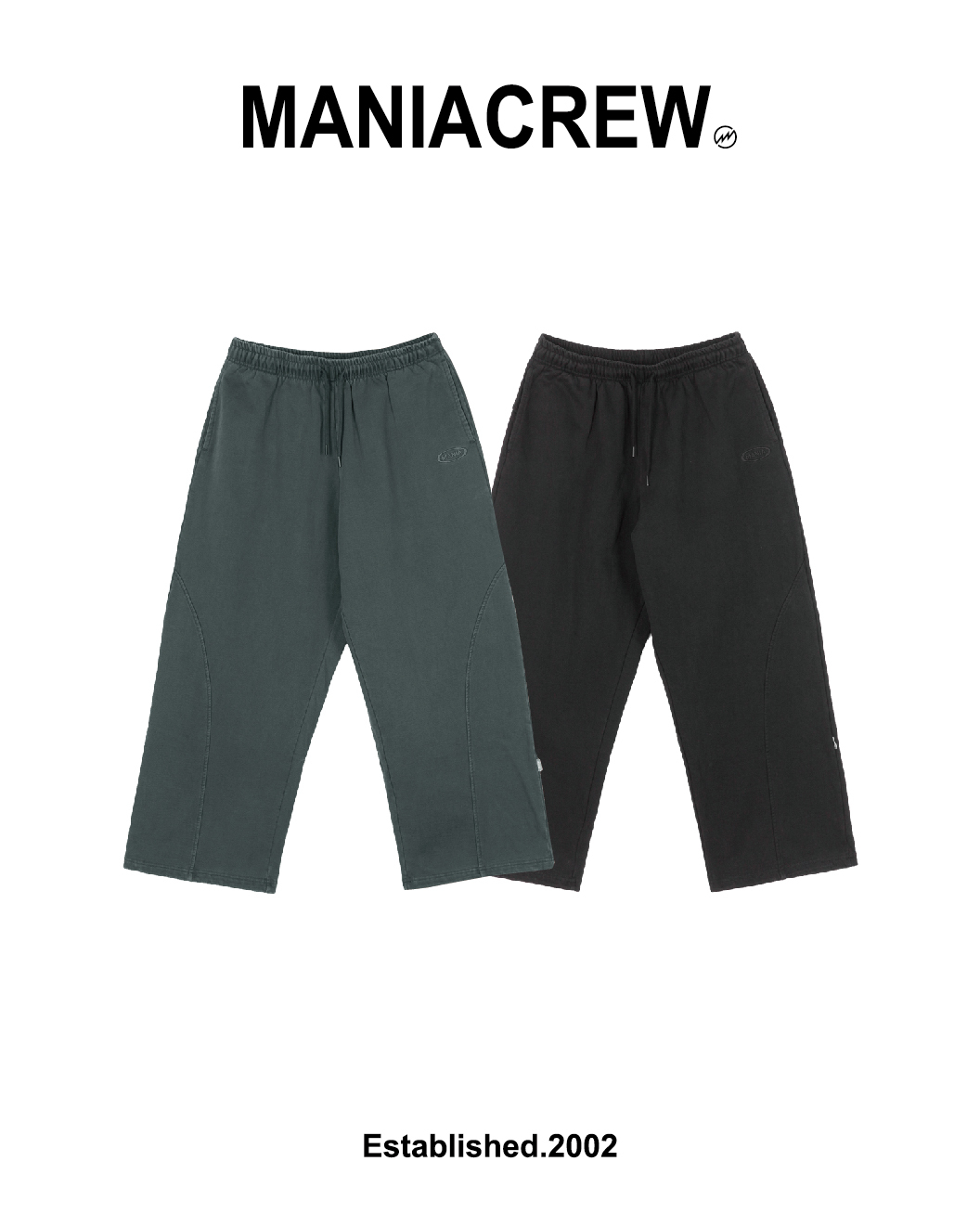 MANIA 棉質套裝棉長褲 純棉 黑/灰藍 25 A/W Hooded Washed Sweatpants