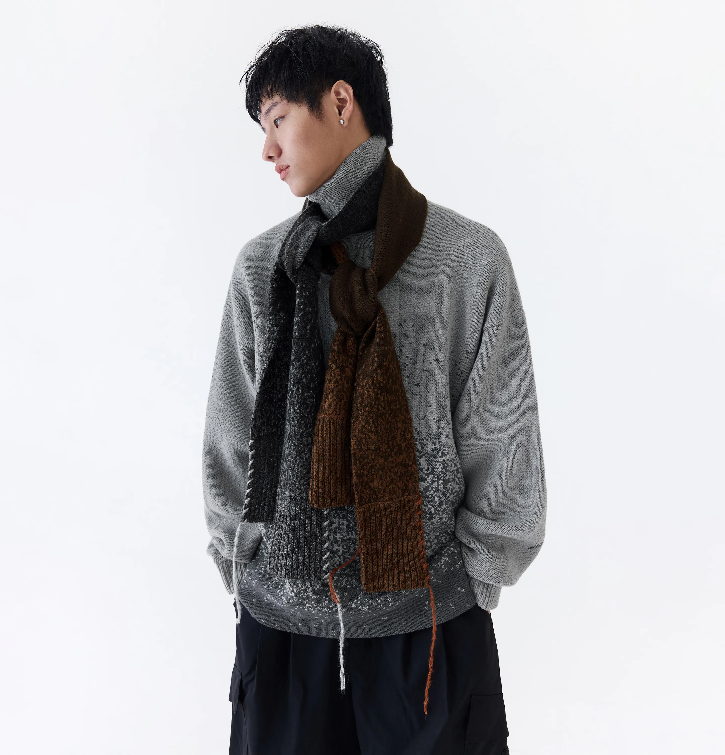 MELSIGN 跳色漸層點陣圍巾 仿羊毛 咖啡 25 A/W 2 Tone Bitmap Scarf