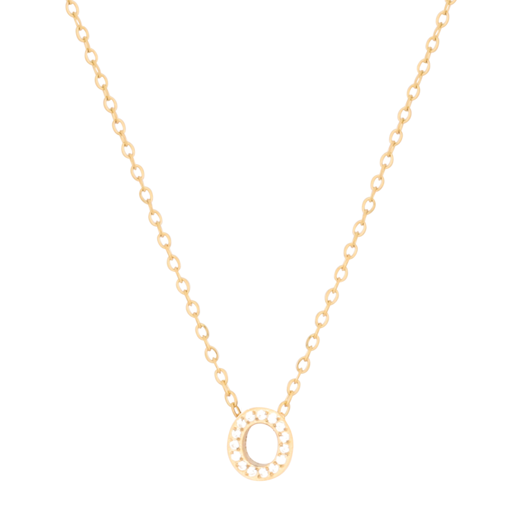 白鋼項鍊，女士項鍊 微鑲鋯字母O凝聚光點；把文字化為專屬記號（4189 O）