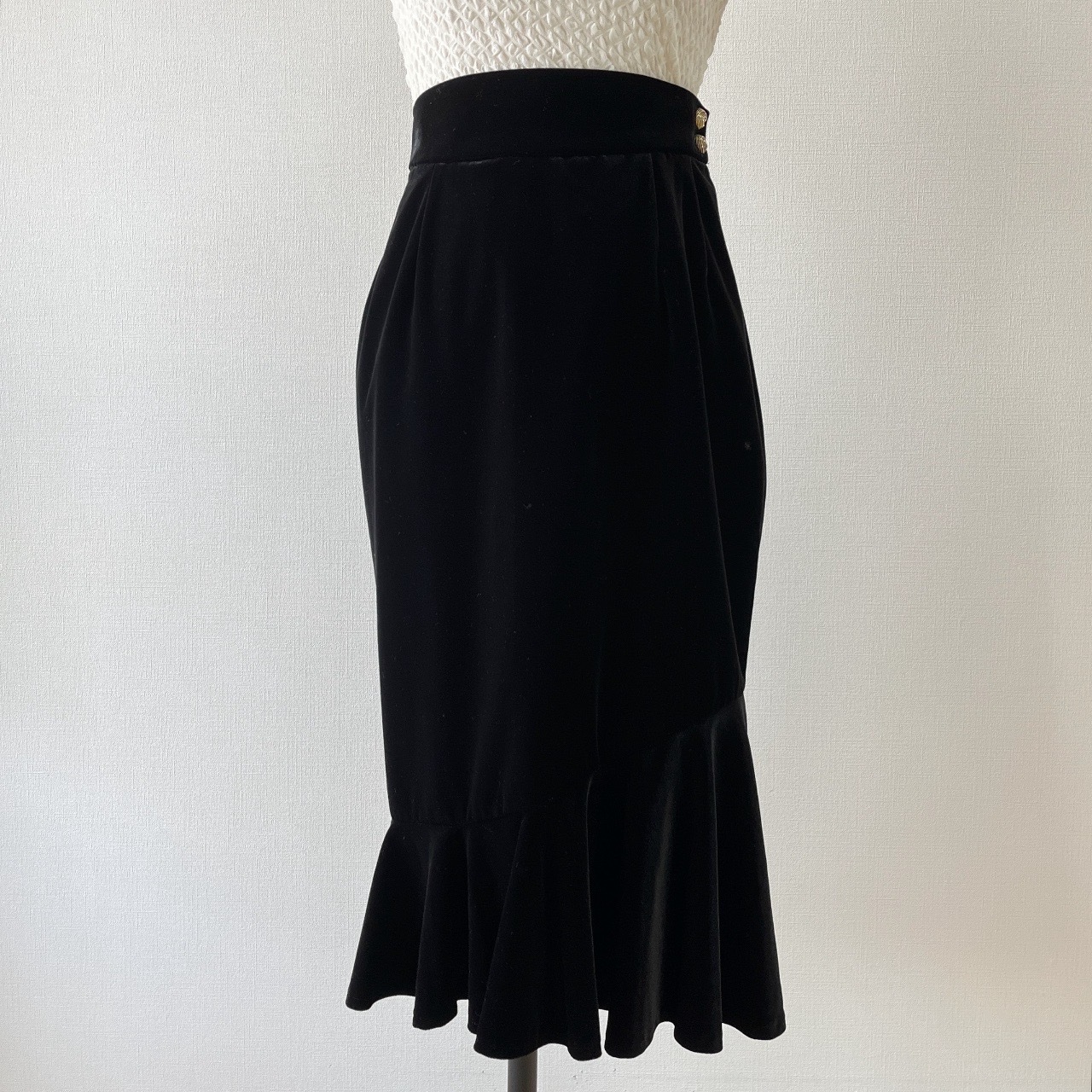 日本製黑色優雅絲絨魚尾半裙