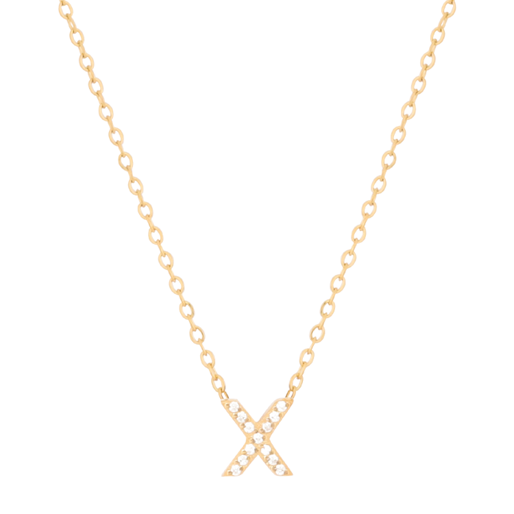 白鋼項鍊，女士項鍊 微鑲鋯字母X凝聚光點；把文字化為專屬記號（4189 X）