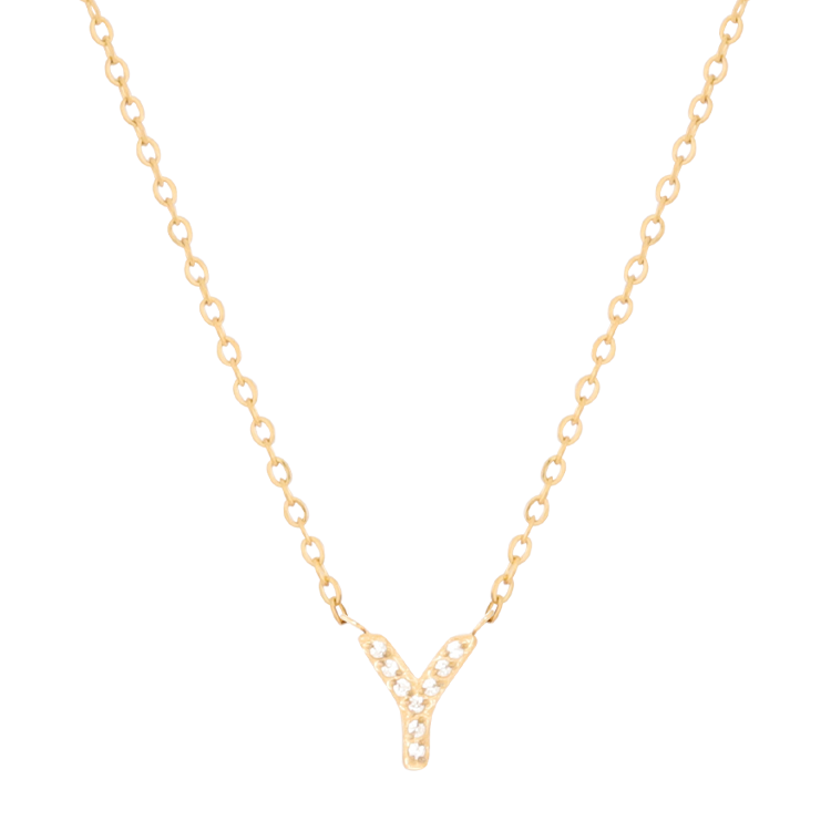白鋼項鍊，女士項鍊 微鑲鋯字母Y凝聚光點；把文字化為專屬記號（4189 Y）