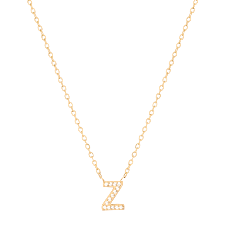 白鋼項鍊，女士項鍊 微鑲鋯字母Z凝聚光點；把文字化為專屬記號（4189 Z）